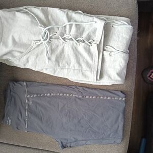 Gray Lace-Up Pants and Dark Gray Leggings